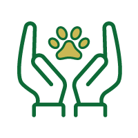 hands icon with paw print in the middle