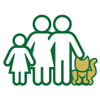 kid, parents and cat outline icon