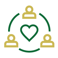 circle with 3 people icons and heart in centre